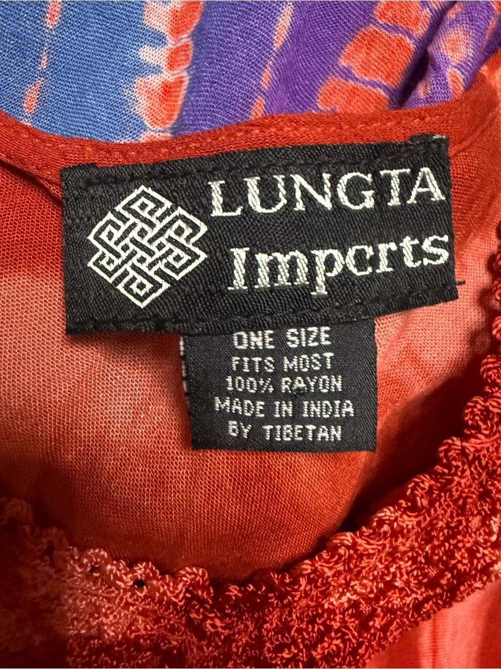 🌺 Lungta Imports Tie-Dye Embroidered Rayon Tunic | NWOT | Fits 14/16 - Picture 4 of 4